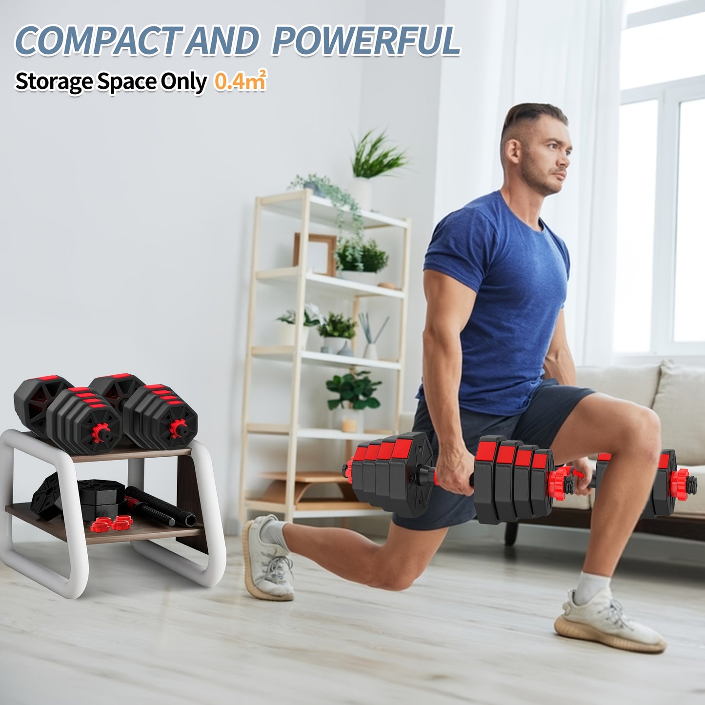 FIXTECH Adjustable Dumbbell Barbell Weight Set 20/66LBS 3in 1 Training Gym Workout Weights Set Fitness Weight Lifting Training Home Gym Office Equipment
