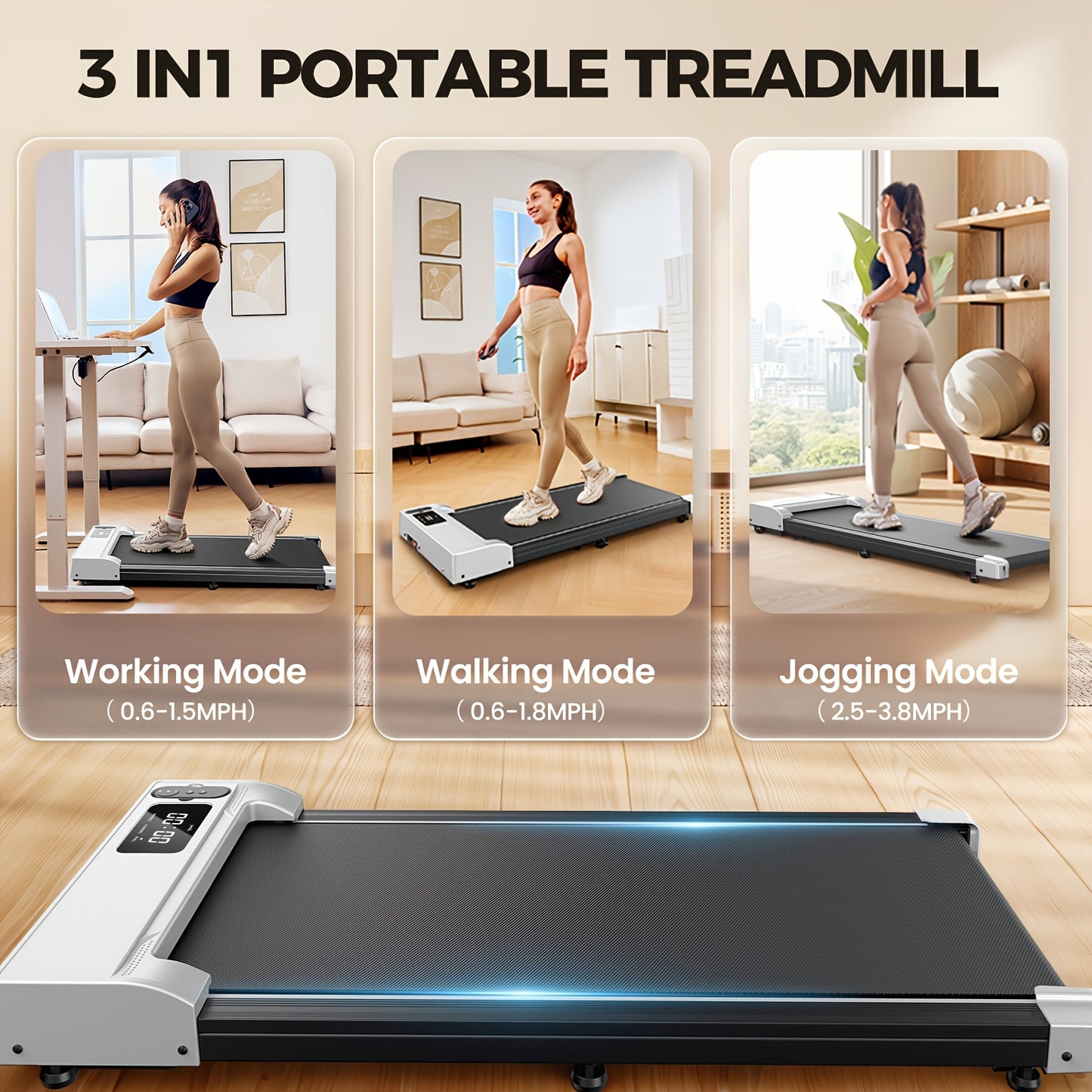 HOMSHADE 2-in-1 Walking Pad Treadmill Under Desk Portable