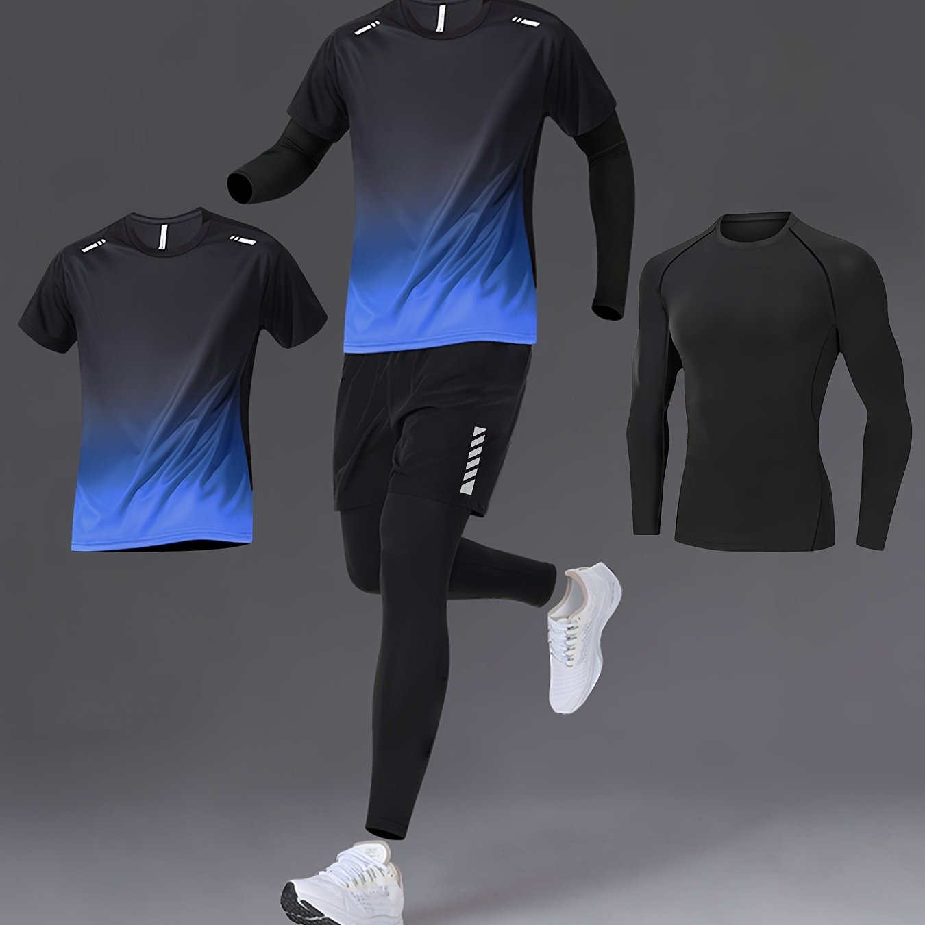 Men's Two Piece Set Quick Dry Tee Elastic Compression Top