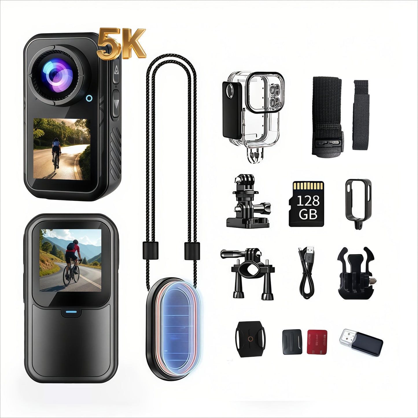 MUOXUEQN Thumb Camera 5K Ultra HD 60fps Wearable Action