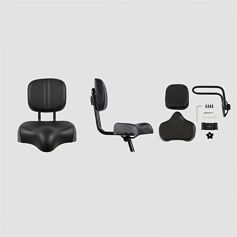 Bike Seat With Backrest PU Memory Foam Cushion Universal