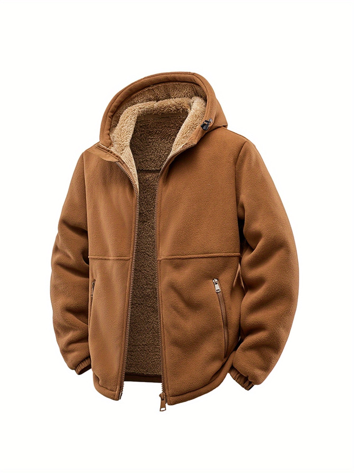 Men's Hooded Fleece Cardigan Plush Thick Warm Jacket