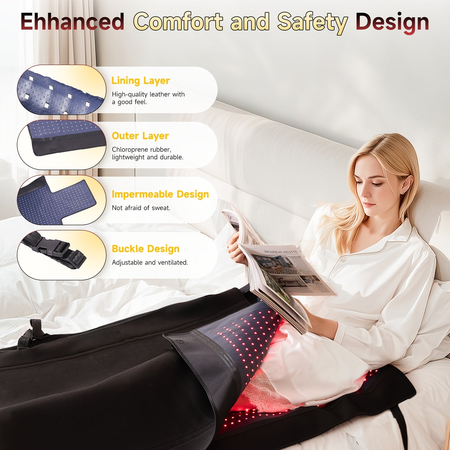 KAOUDT Red Light Therapy Pad Dual Wavelength 660nm 850nm