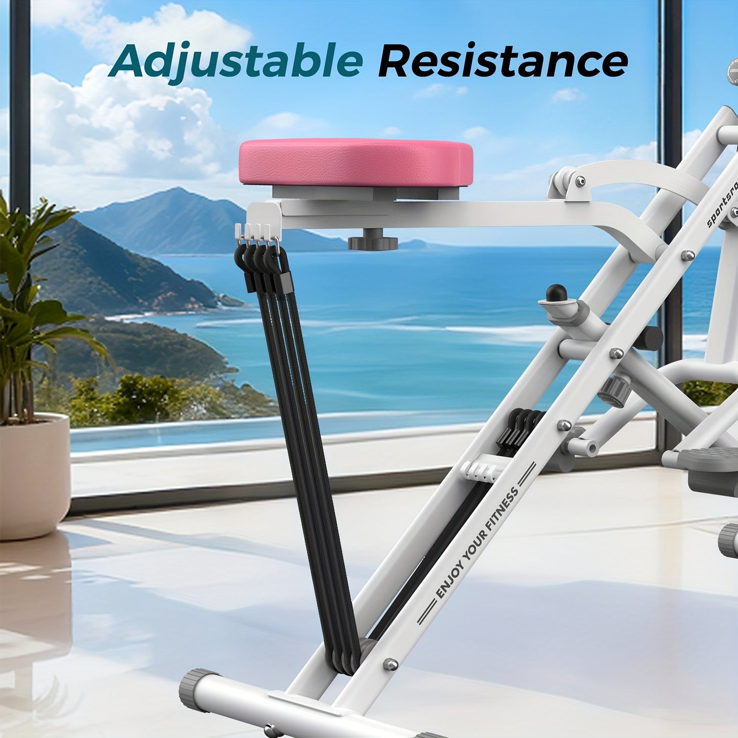FEIERDUNSTYO Foldable Squat Rowing Machine - 3/4 Resistance Levels, Core & Legs, Easy Setup, Full-Body Workout, 330 LBS Load Capacity for Home Gym, 30°-120° Adjustable Squat Angles, Perfect for Birthday Christmas Gift