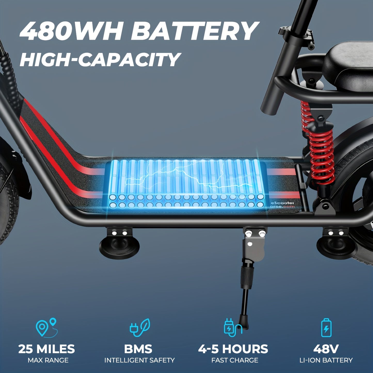 2-Seater Electric Scooter | 500W High-Speed Motor, 20MPH Top Speed, 25-Mile Range, 330LBS Load Capacity, Dual Suspension, LCD Display, 3-Speed Modes, Folding Design, Includes Free Basket, Adjustable Handlebar Height, Carbon S