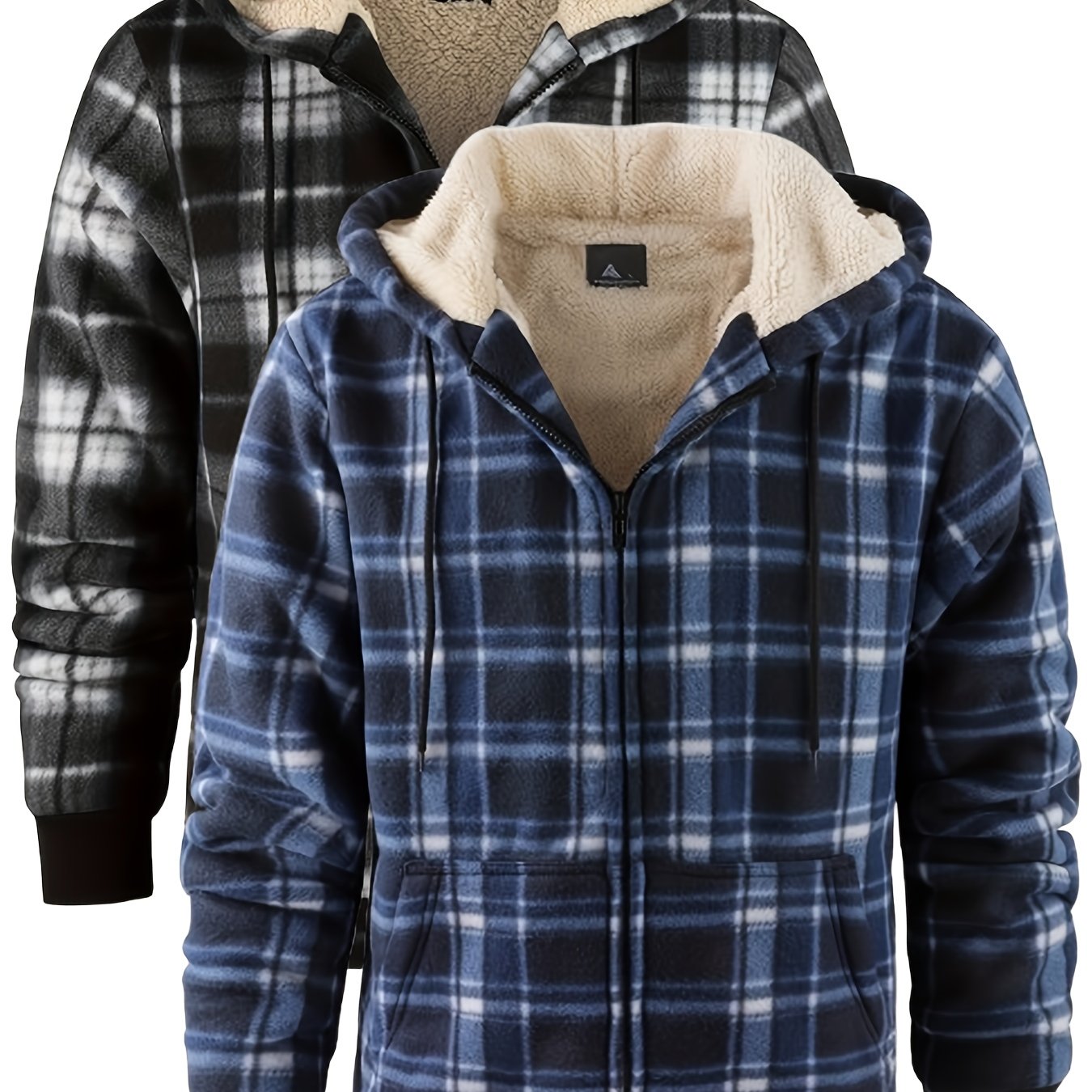 Men's Hooded Jacket Flannel-Lined Winter Outerwear Casual
