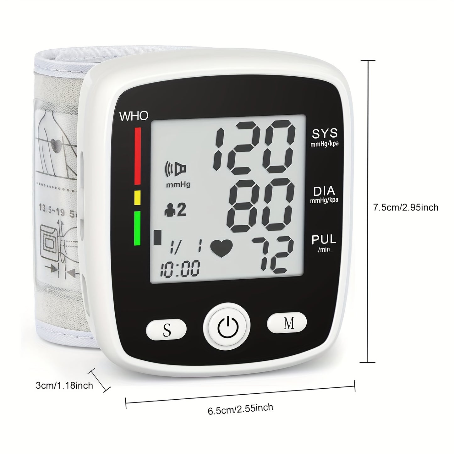 Rechargeable/Battery- Digital Wrist Blood Pressure Monitor with Large LCD Display & Voice Alerts (Optional) - Portable Cuff Suitable for, Travel, Management - Device with Memory Storage