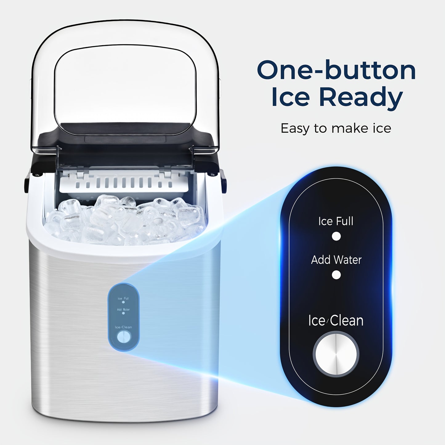 26/29Lbs Bullet Ice Maker, Produces Ice in 6 Minutes, Features Self-Cleaning, And Is a Portable Countertop Ice Machine Complete with a Scoop And Basket, Suitable for Home, Office, RV, Or Camping