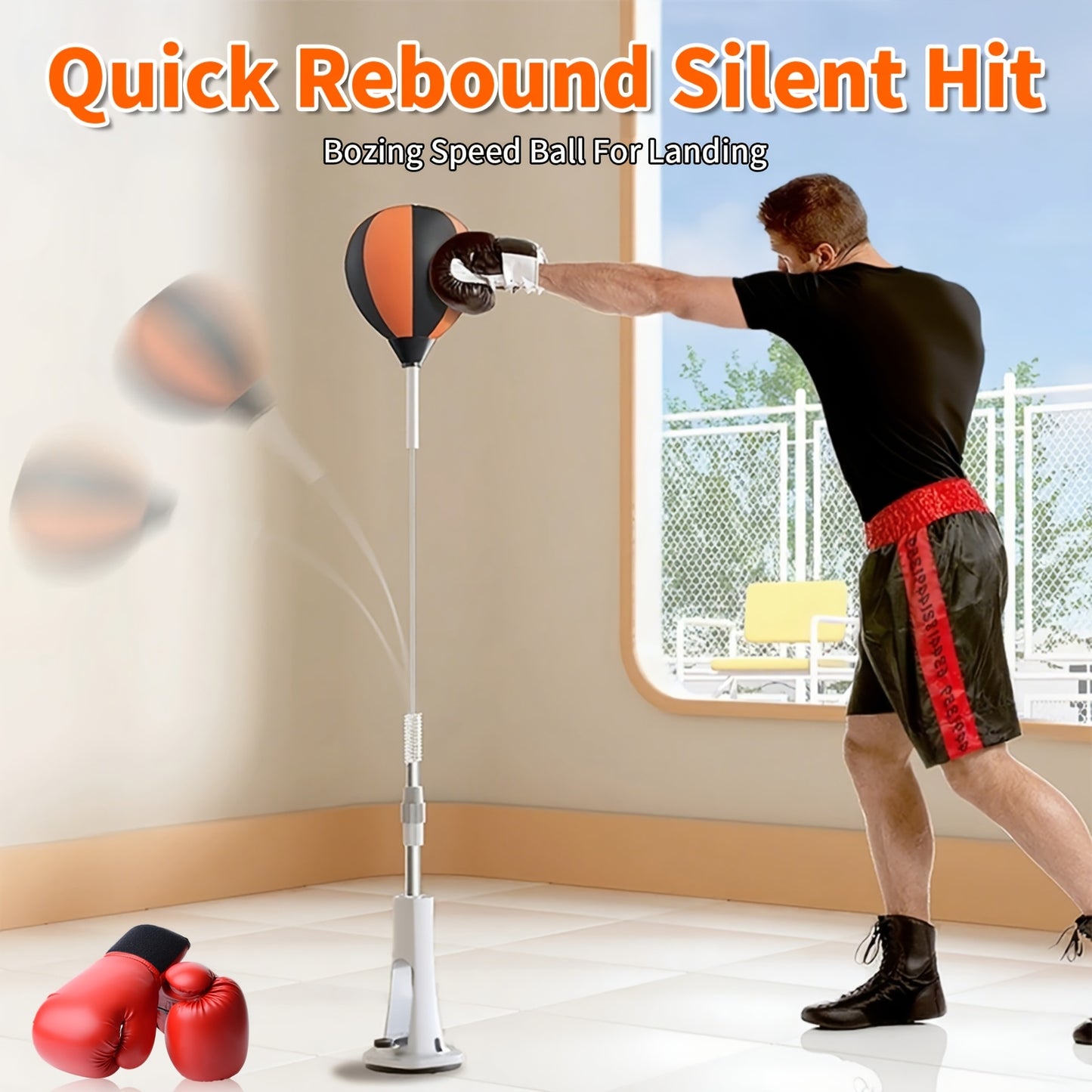 Reinforced High-quality Indoor Boxing Reflection Ball for Reaction Speed Training. Equipped with A Strong Suction Cup And 2pcs All-terrain Sticky Bases, Suitable for Adult And Youth Boxing Training And Fitness. Adjustable Siz