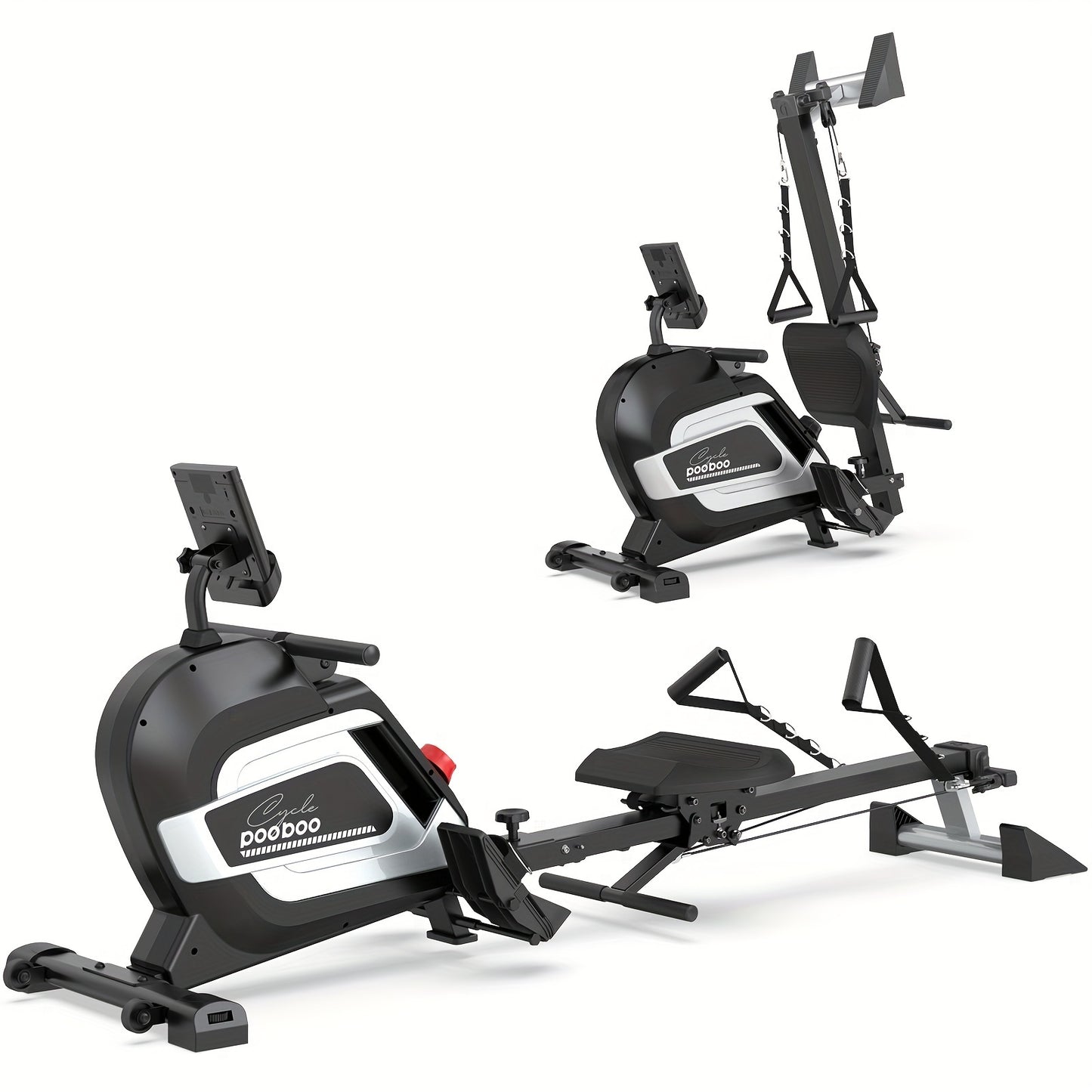 HASIMAN Foldable Home Rowing Machine Adjustable Resistance Rowing Machine Indoor Exercise Rower with Combination Strength Exercise & LCD Monitor, Compact Saving Family Space