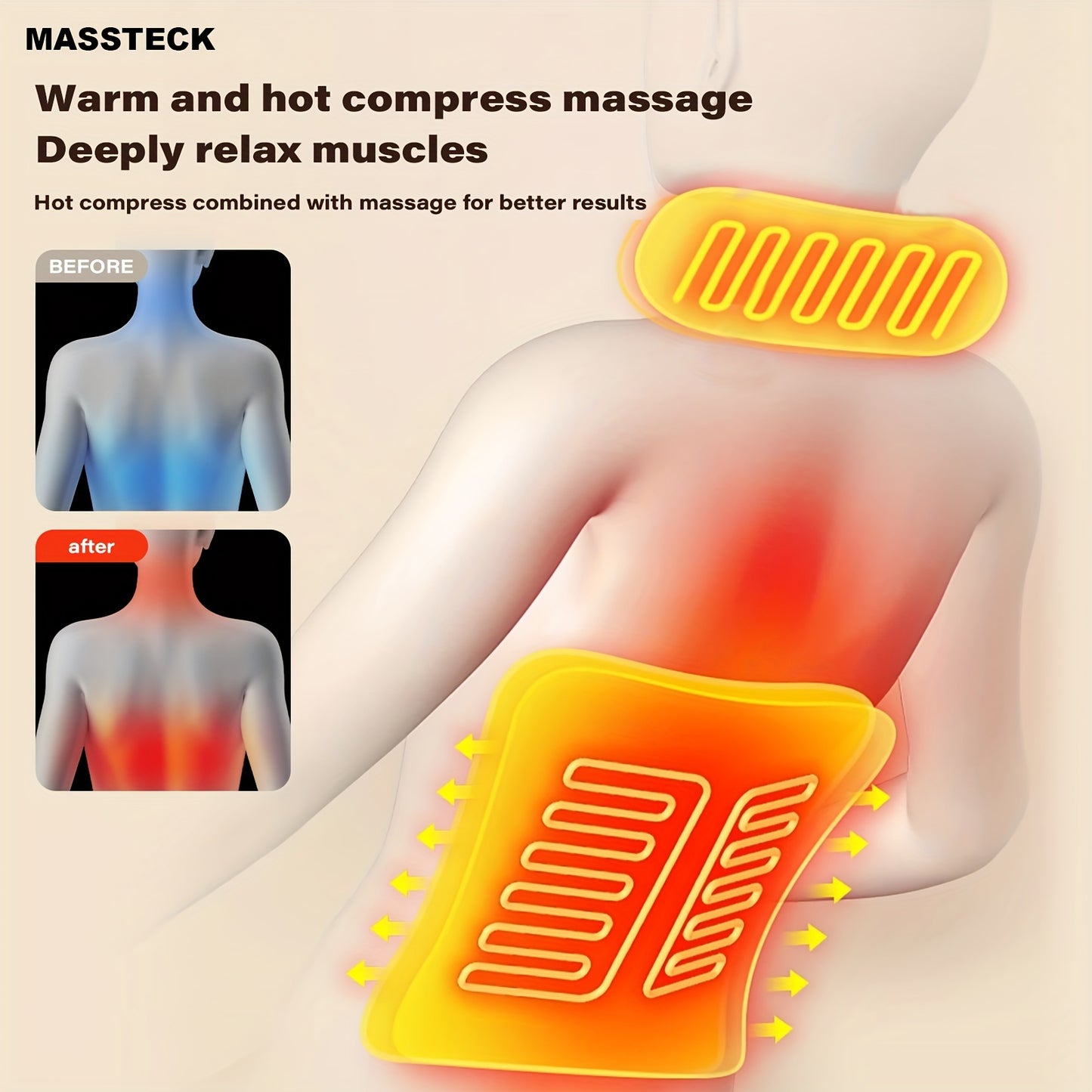 MASSTECK Massage Mat With Shiatsu Neck Massager And Back Heating