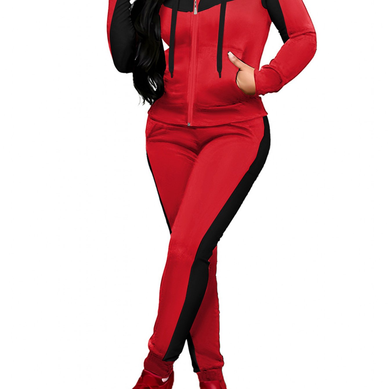 SCACTO Women's Two-Piece Full-Zip Hoodie Set With Shapewear