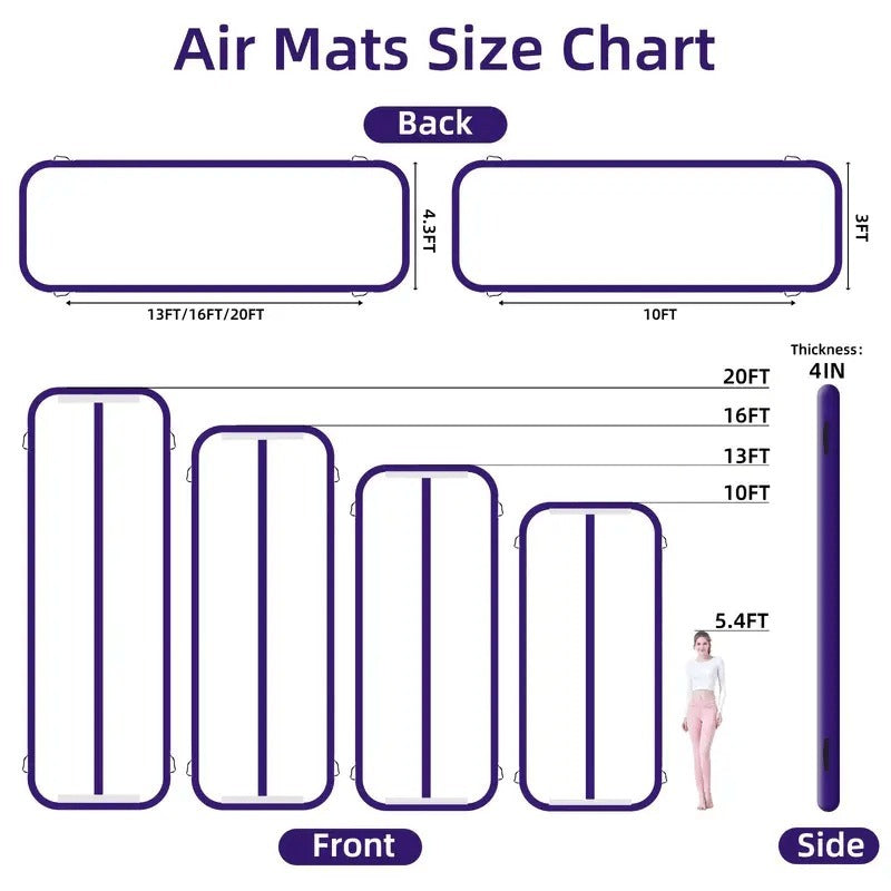 Inflatable Gym Mat PVC Fiber With Pump