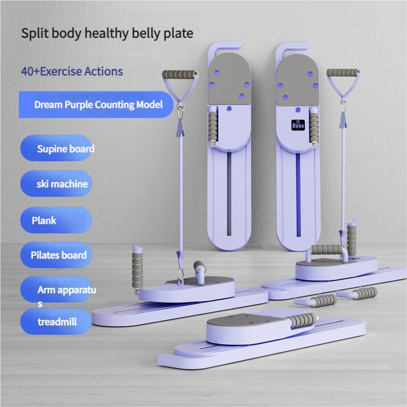 Split Pilates balance board, 40+ exercise movements, multifunctional fitness tool, (abdominal board, ski machine, plank support, Pilates board, arm trainer, walking machine, tension rope, push-ups), any spacing to adjust 360