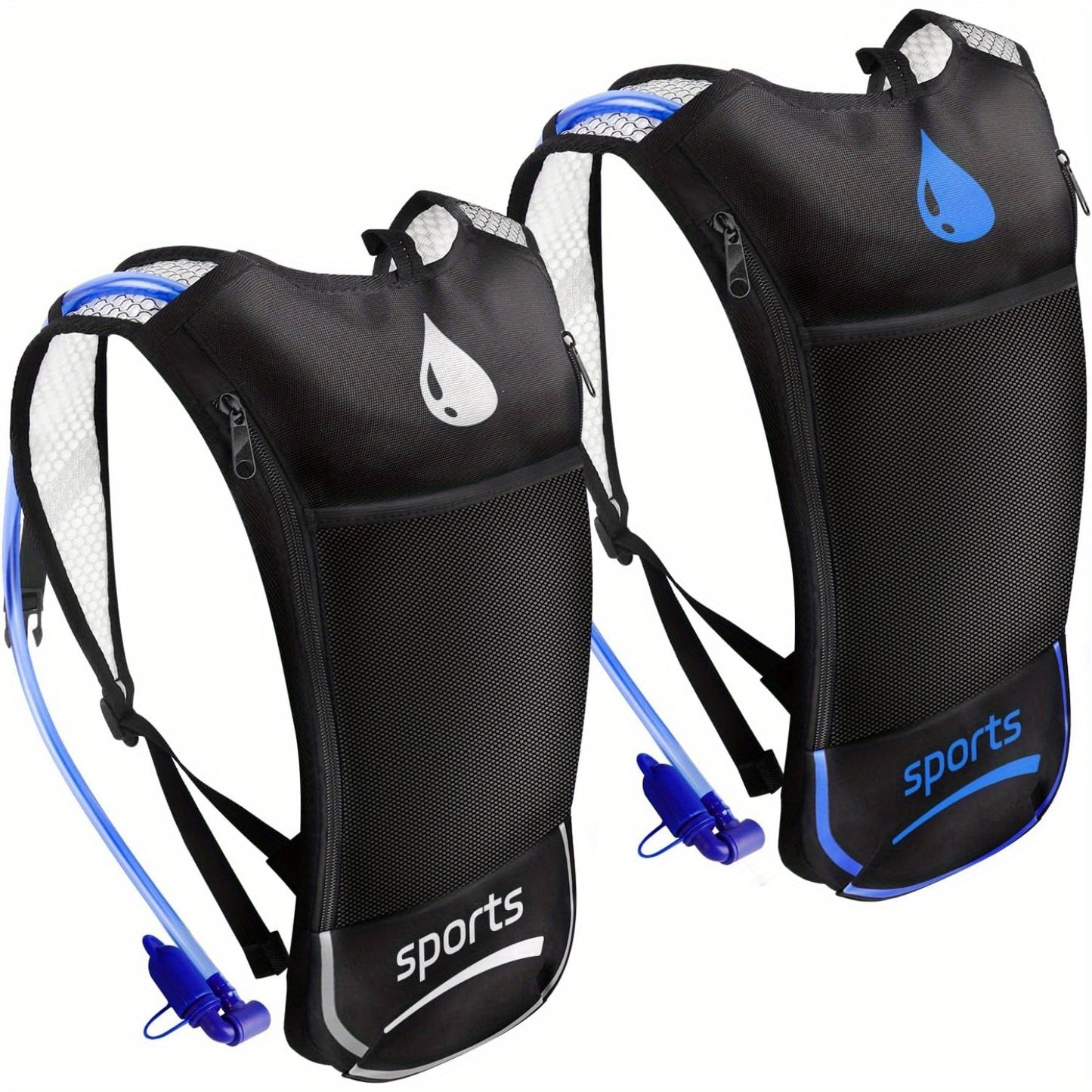 2 Pack Hydration Backpack Pack with 67.63oz Hydration Bladder, Lightweight Breathable Water Backpack with 3 Layer Pockets, Reinforced Shoulder Straps