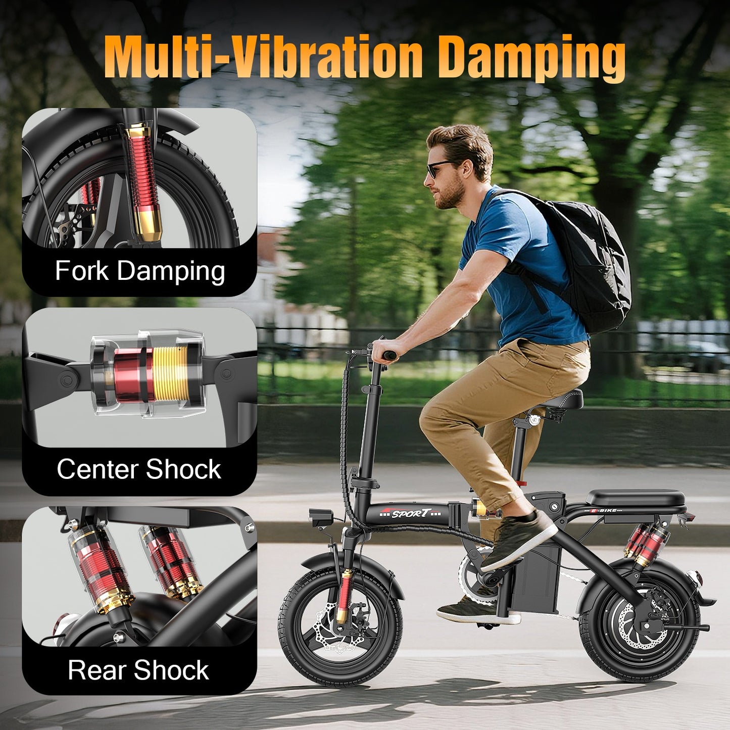 Electric Bike Folding 650W 48V Rechargeable Battery