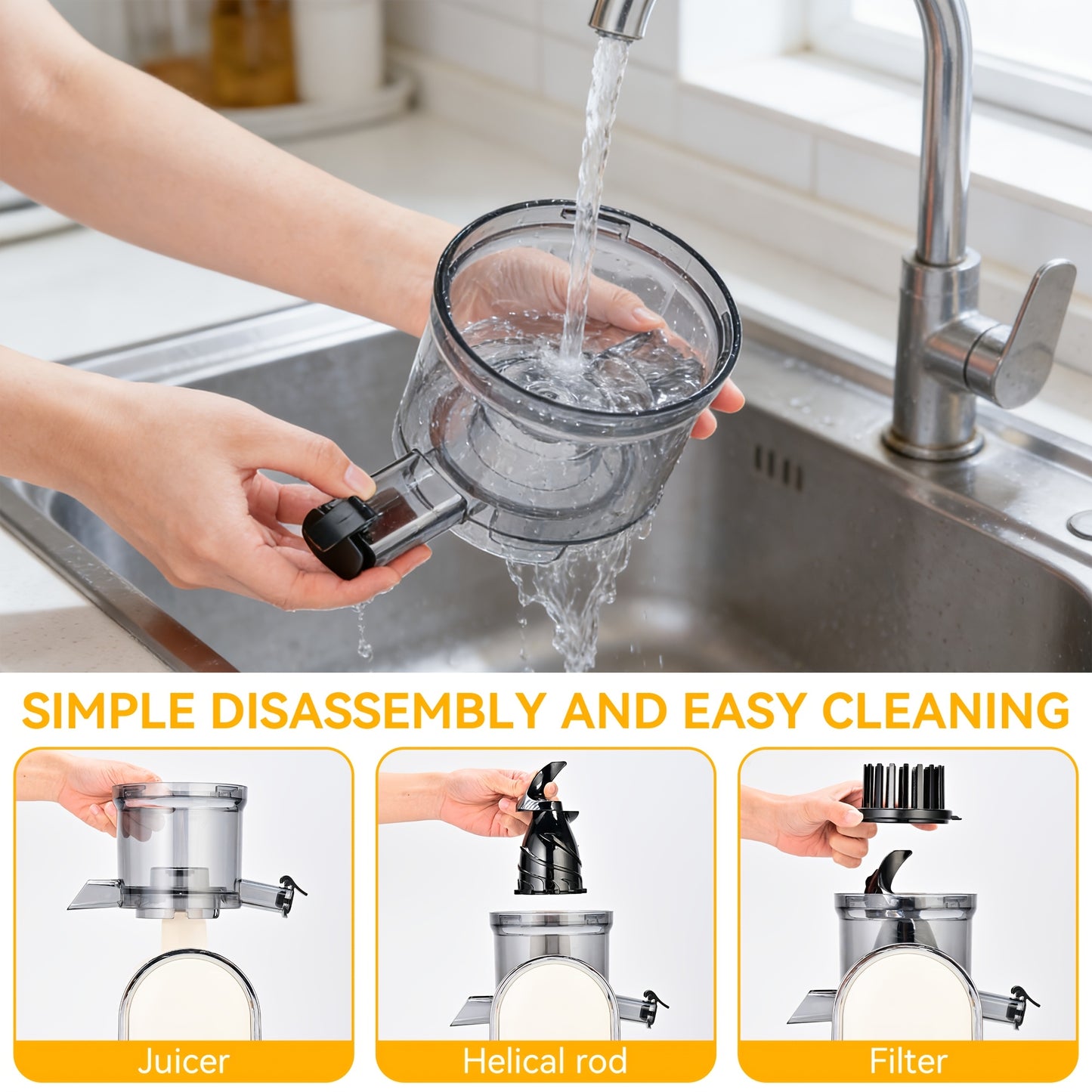 5.2" XL Wide Chute Cold Press Juicer & Blender 2-in-1 | Whole Fruit Slow Masticating Juicer, High Yield Smoothie Maker, Easy Clean, Portable Shake Blender for Healthy Kitchen, Plastic, Square Shape, Plug Powered, 110V-120V, 1