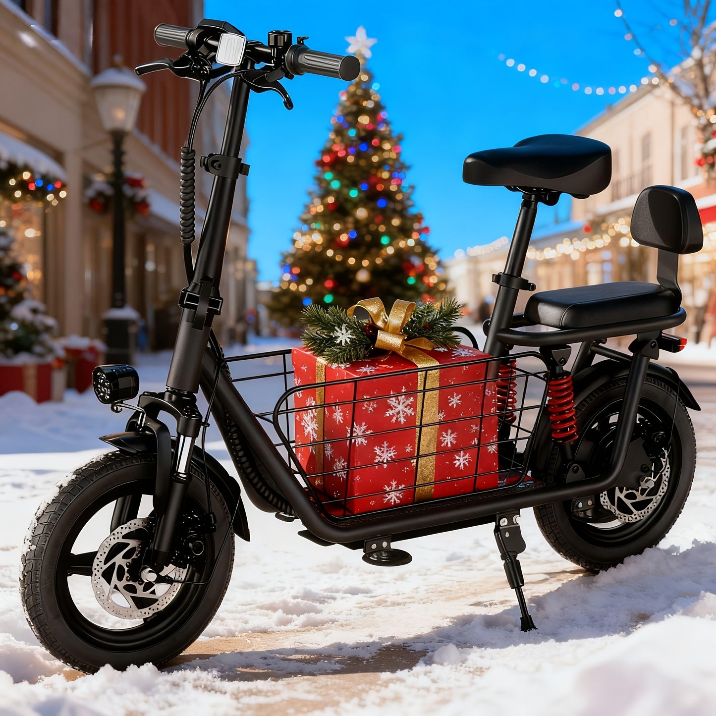 2-Seater Electric Scooter | 500W High-Speed Motor, 20MPH Top Speed, 25-Mile Range, 330LBS Load Capacity, Dual Suspension, LCD Display, 3-Speed Modes, Folding Design, Includes Free Basket, Adjustable Handlebar Height, Carbon S