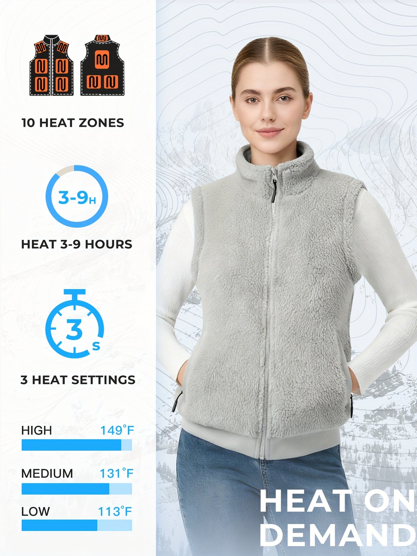 Heated Vest Fuzzy Fleece For Women 16000mAh Battery