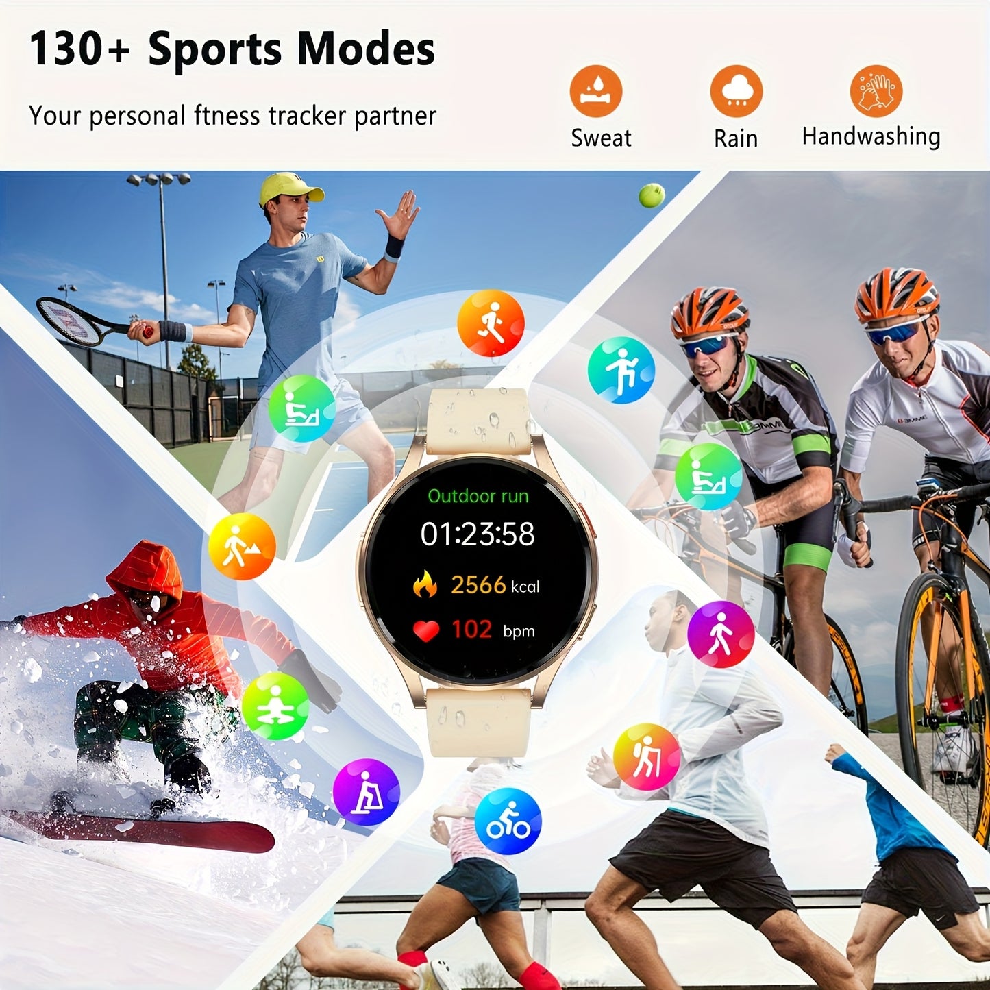New Smartwatch for Women And Men 1.43-inch AMOLED Screen BT5.3 Calling 130 Sports Modes SOS AI Intelligent Voice Sports Tracking Message Reminders Fitness Tracker for IPhoneAndroid Ultra-Thin Smartwatch Wearable Smartphone