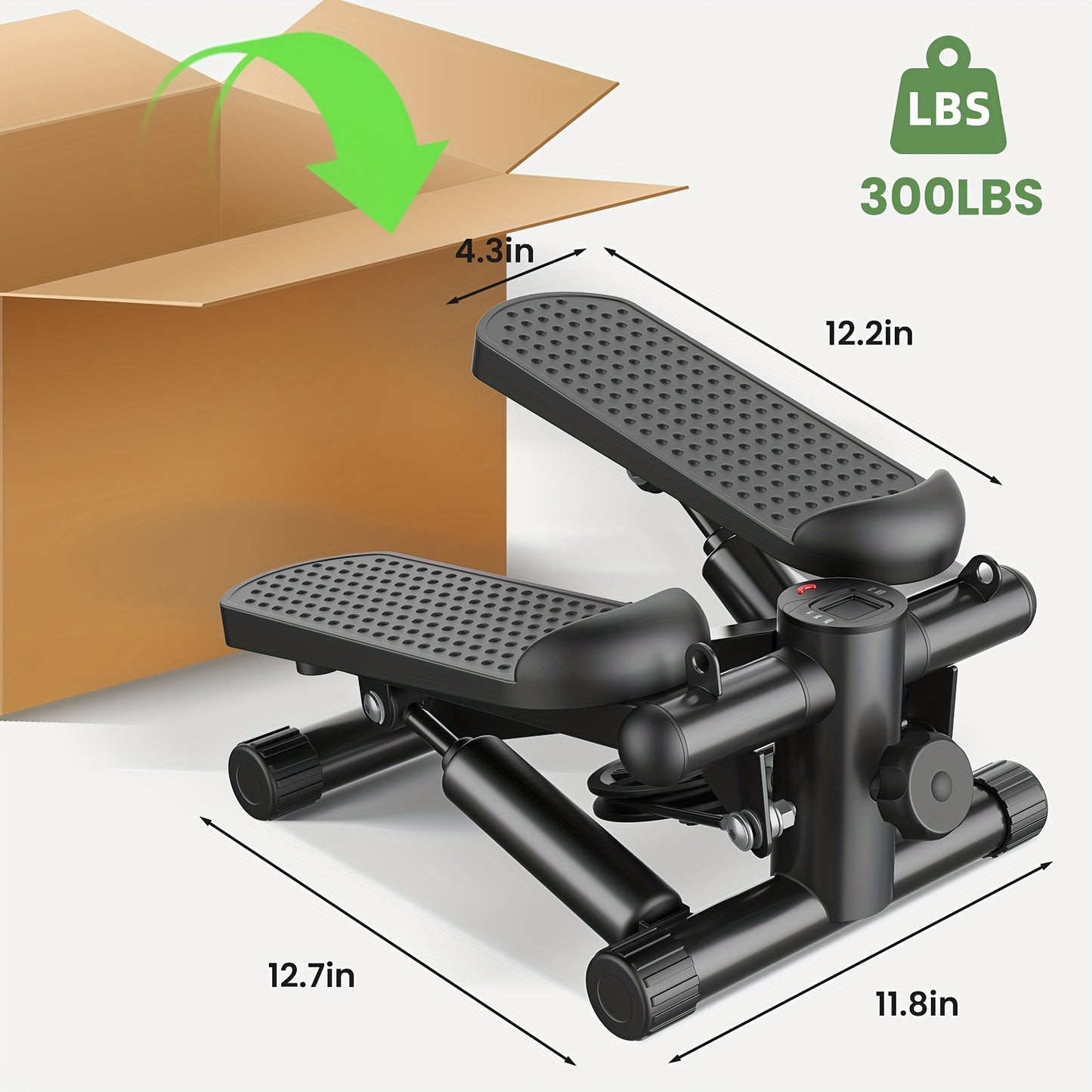 Mini Exercise Stepper with Resistance Bands - Compact Stair Stepper Machine for Home Use, Twist Motion Full Body Workout, 300LBS Capacity Portable Fitness Equipment