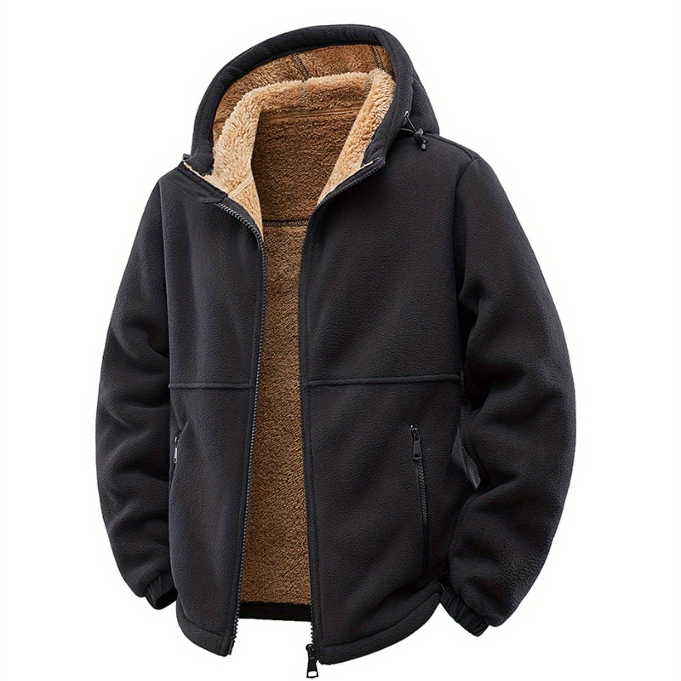 Men's Hooded Fleece Cardigan Plush Thick Warm Jacket