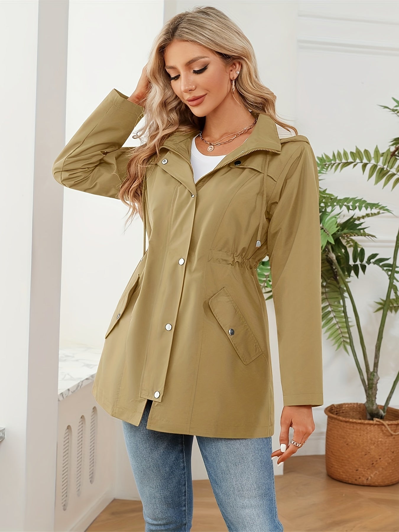 KTILG Women Outdoor Raincoat Hooded Lightweight Waterproof Jacket