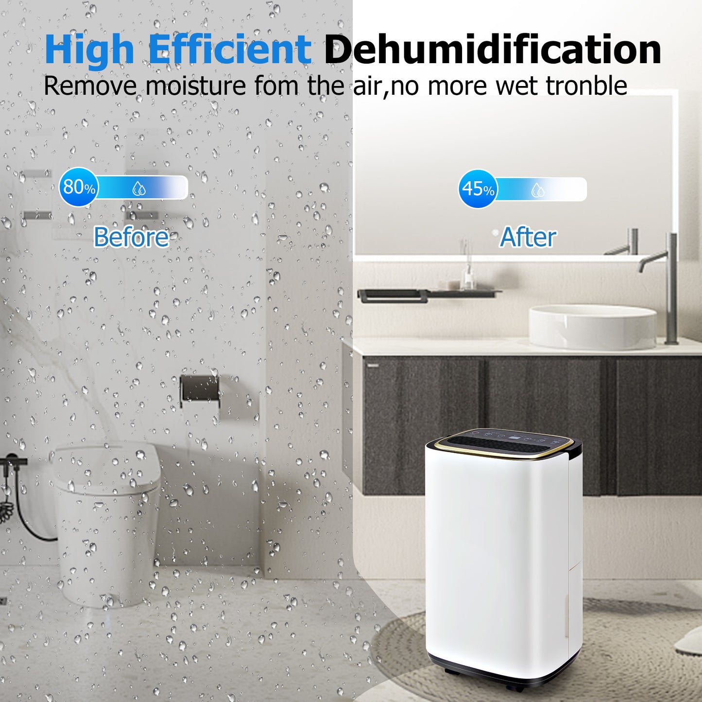 5500 Sq.Ft Energy Star Dehumidifier for Basement with Drain Hose, 50 Pint Portable Dehumidifiers for Home Bedroom Bathroom Large Room, Powerful Moisture Removal and Humidity Control