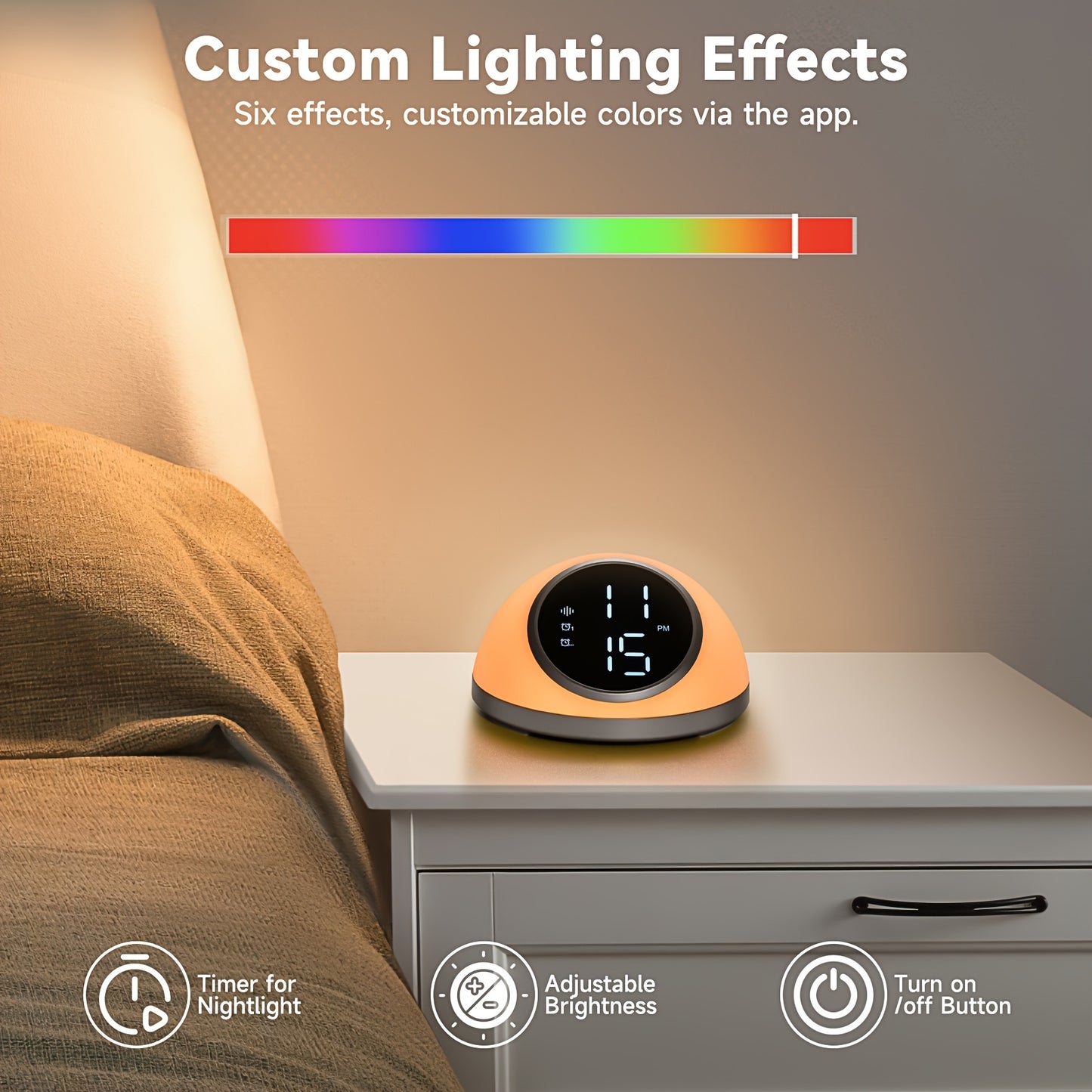 Alarm Clock With White Noise Machine For Peaceful Sleep