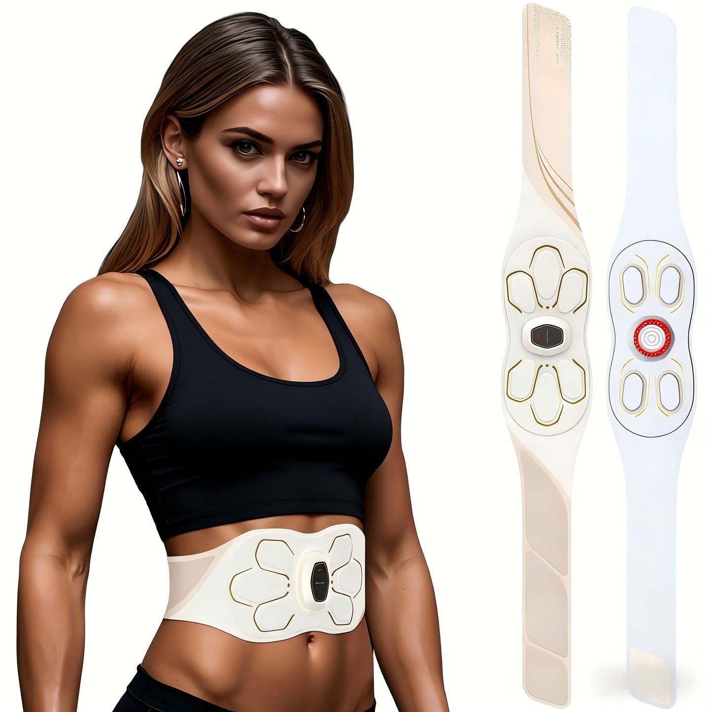 FDA Cleared - Ab Stimulator Muscle Toner, Ab Belt Muscle Stimulator with Redlight & & Vibration, Abs Stimulator Abdominal Training Massager for Stomach Smooth & Firm, Helps Reduce Belly Fat & Cellulite, Lower Back Massager fo