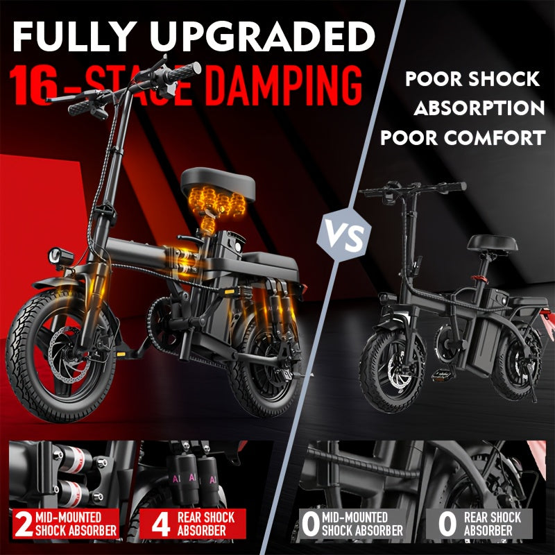 Adult Electric Bike, Foldable E-Bike with Removable Battery, 20MPH Commuter Electric Bicycle