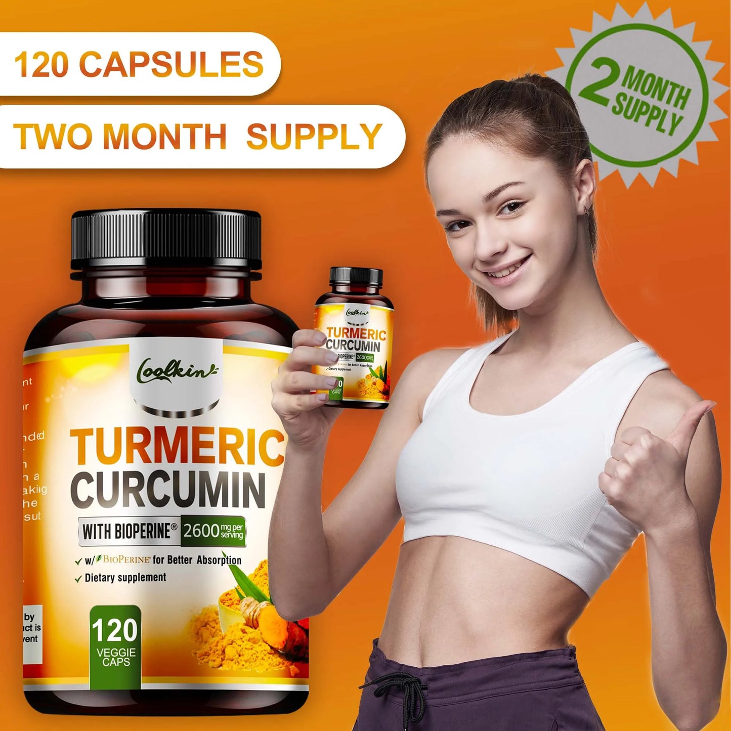 Turmeric Curcumin - 95% Curcumin & Bioperine - Highly Absorbable Turmeric Supplement, Joint & Digestion Health - 120 Capsules