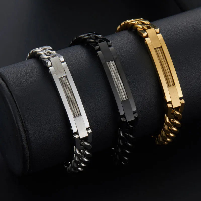 Anti Tarnished 316L Stainless Steel Fashion Men's Bracelet & Bangle 14K 18K Gold Plated Engravable Bracelet Blanks For Men