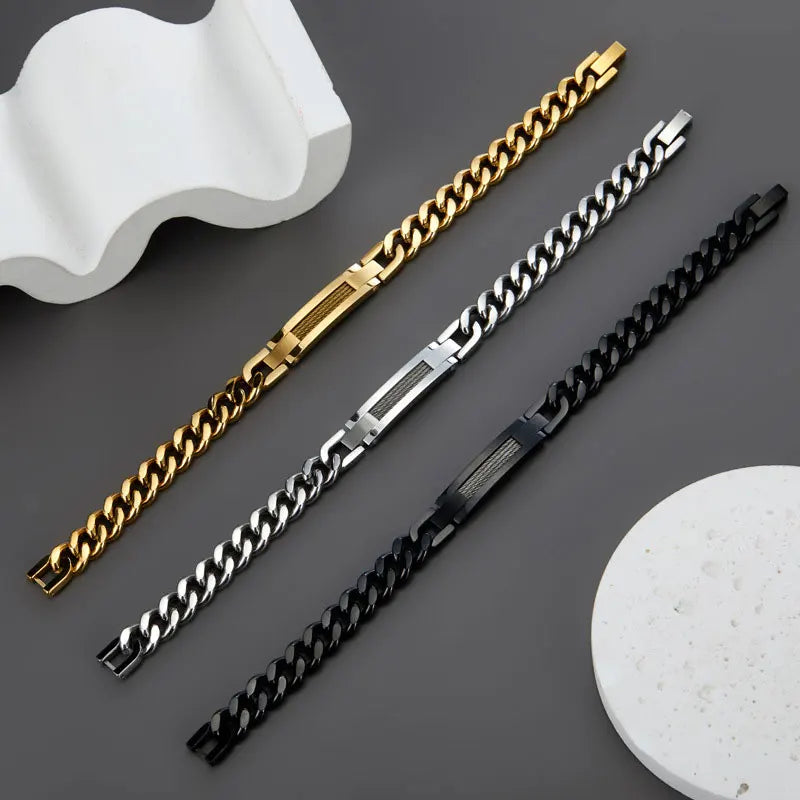 Anti Tarnished 316L Stainless Steel Fashion Men's Bracelet & Bangle 14K 18K Gold Plated Engravable Bracelet Blanks For Men