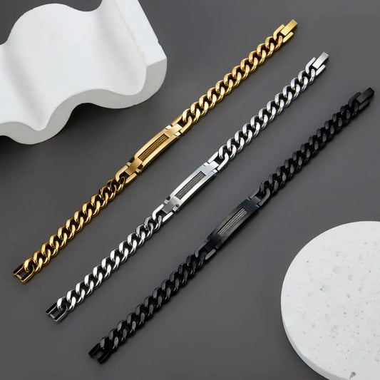 Anti Tarnished 316L Stainless Steel Fashion Men's Bracelet & Bangle 14K 18K Gold Plated Engravable Bracelet Blanks For Men