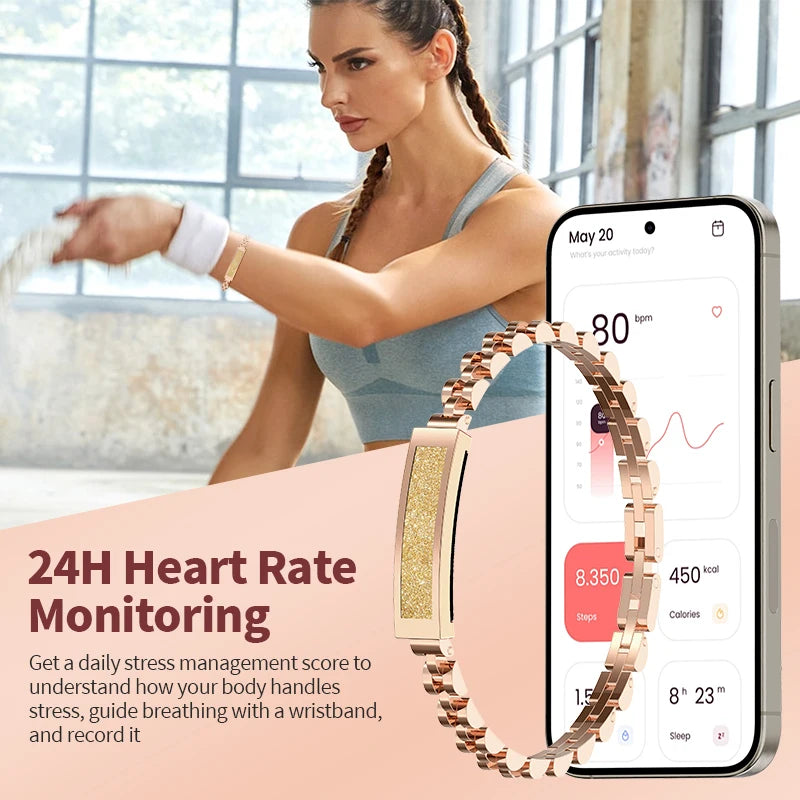 LIGE BWS2 SDK Smart Bracelet Rose Gold Jewelry Women Smartband Smartwatch Fitness Tracker Blood Pressure Sports Smart Watch