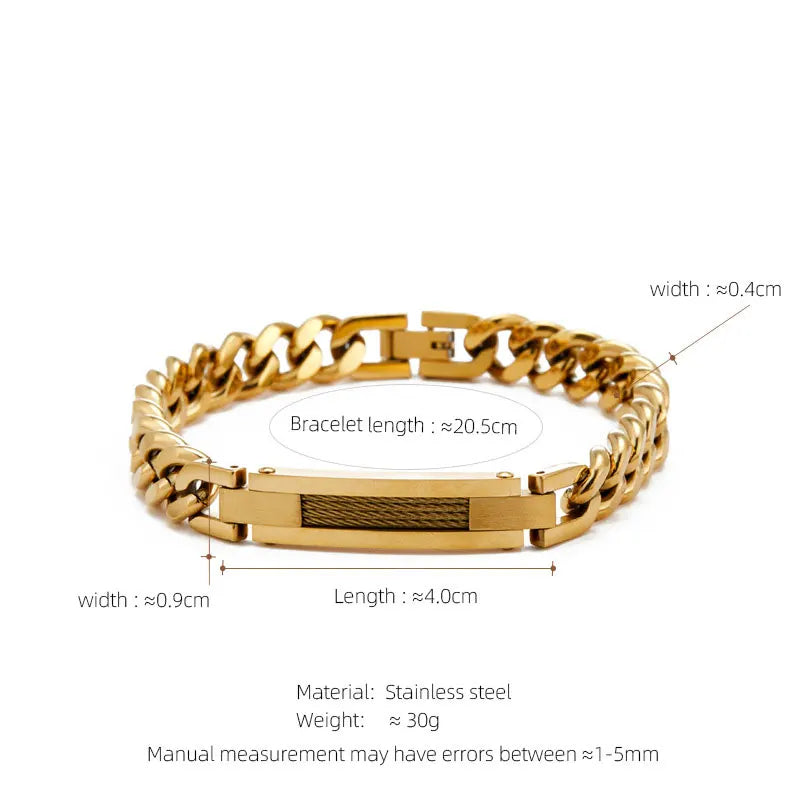 Anti Tarnished 316L Stainless Steel Fashion Men's Bracelet & Bangle 14K 18K Gold Plated Engravable Bracelet Blanks For Men