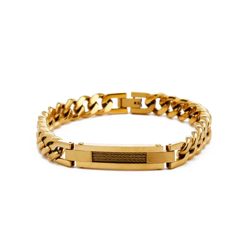 Anti Tarnished 316L Stainless Steel Fashion Men's Bracelet & Bangle 14K 18K Gold Plated Engravable Bracelet Blanks For Men