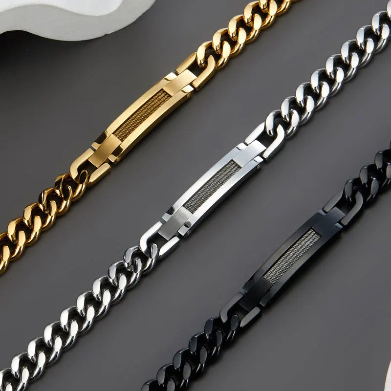 Anti Tarnished 316L Stainless Steel Fashion Men's Bracelet & Bangle 14K 18K Gold Plated Engravable Bracelet Blanks For Men