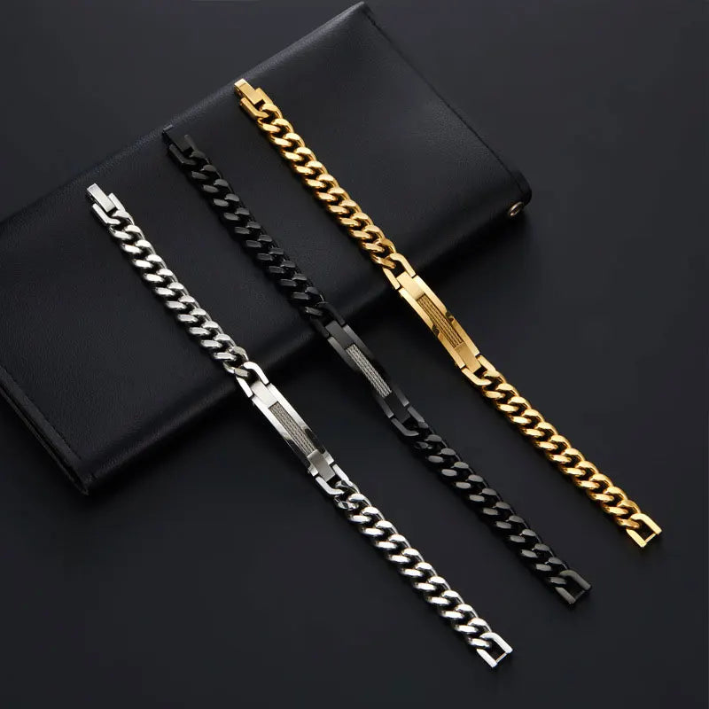 Anti Tarnished 316L Stainless Steel Fashion Men's Bracelet & Bangle 14K 18K Gold Plated Engravable Bracelet Blanks For Men
