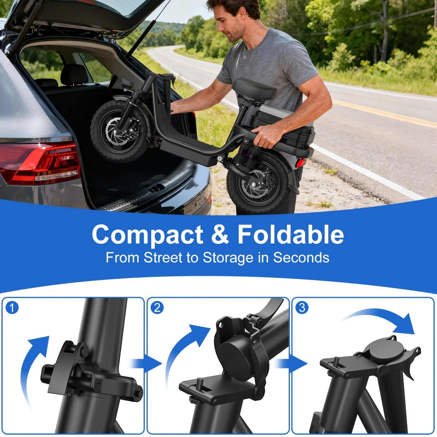 ZEFIORA S10 MAX 740W Peak Electric Scooter, Folding Electric Bicycle for Adults And Teenagers, 14" Tires, 54.6V 8-20Ah Removable Battery, LCD Screen, Puncture-Proof, Front And Rear Lights-Ideal for Commuting And Outings, The