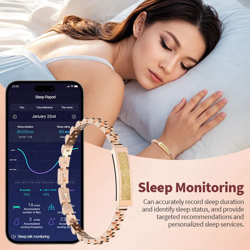 LIGE Stylish Women's Smart Jewelry Wearable Device Smart Bracelet Remote Camera Control Step Counter Sports Ladies Birthday Gift