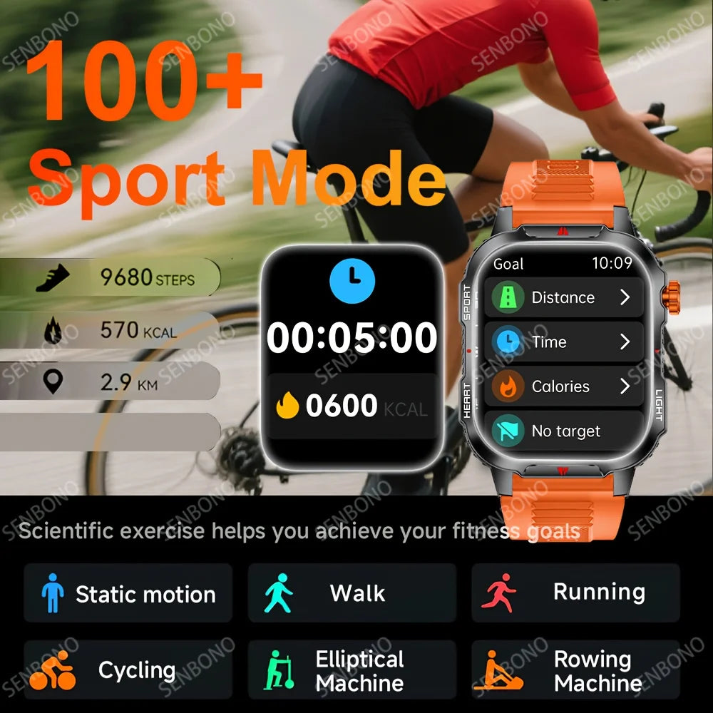 SENBONO Men's Smart Watch 1100mAh Battery 25+ Day Use Time Bluetooth Call Compass IP68 Waterproof Sport Smartwatch For Men Women