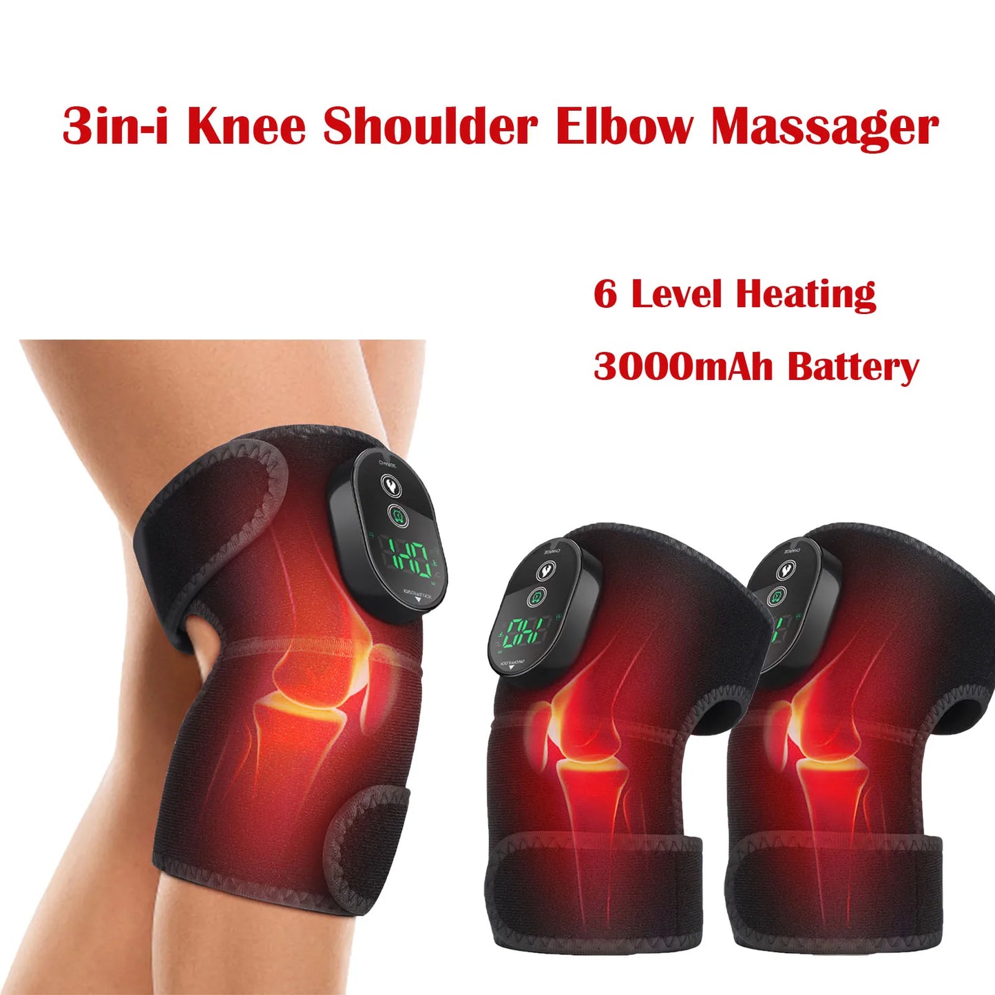 Wireless Heated Knee Massager Pads Brace Shoulder Elbow Support Muscle Wrap 6 Levels Hot Compress Reduce Stress Joint Health