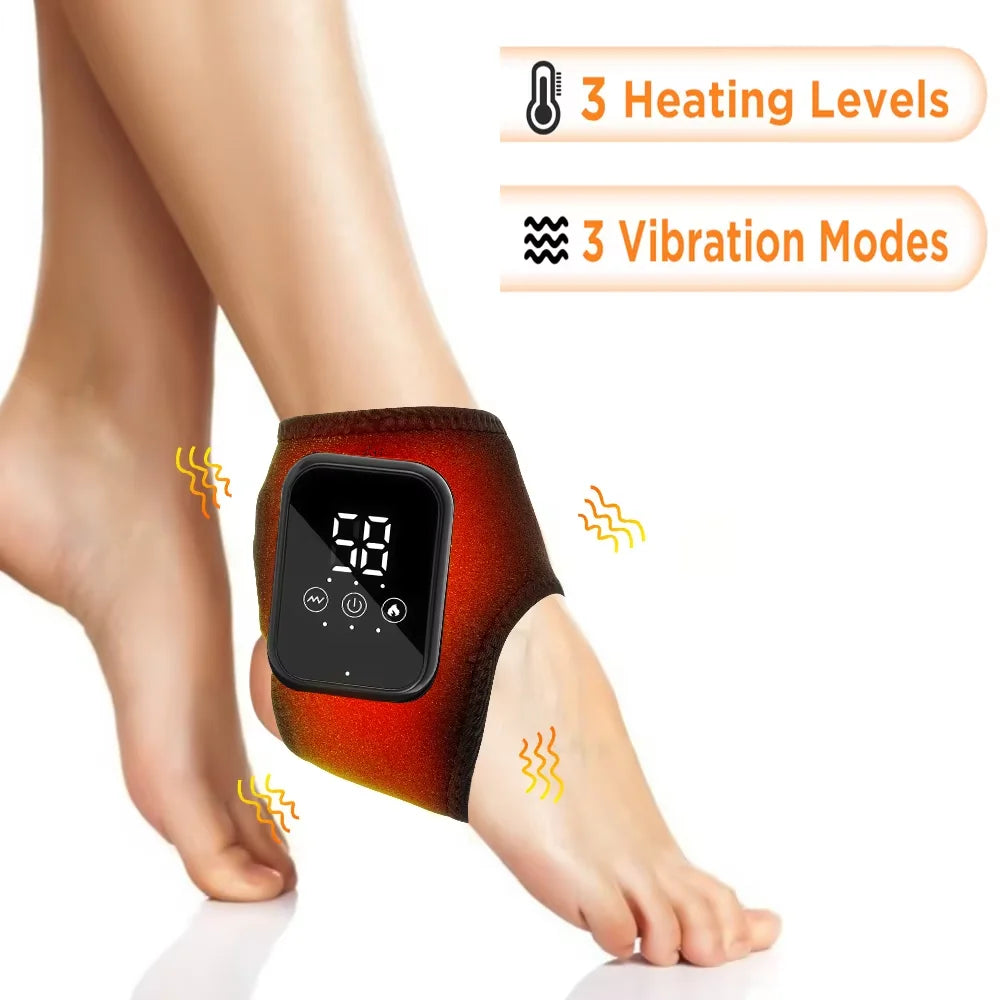 Electric Cordless Heated Ankle Guard Massager for Right or Left Foot Vibration Massage Wristband Hot Compress Ankle Wrist Brace