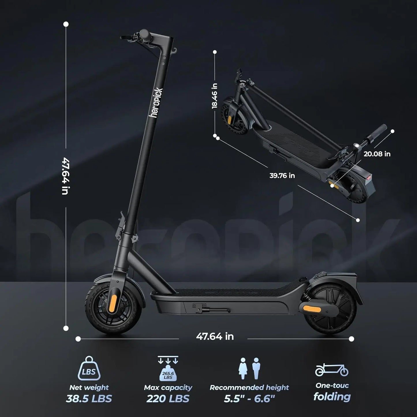 Smart Electric Scooter 8.5Inch Tire E-Scooter 500W Foldable 20mph 20Miles Long Range Dual Shock Absorption Adult CLeisure Riding