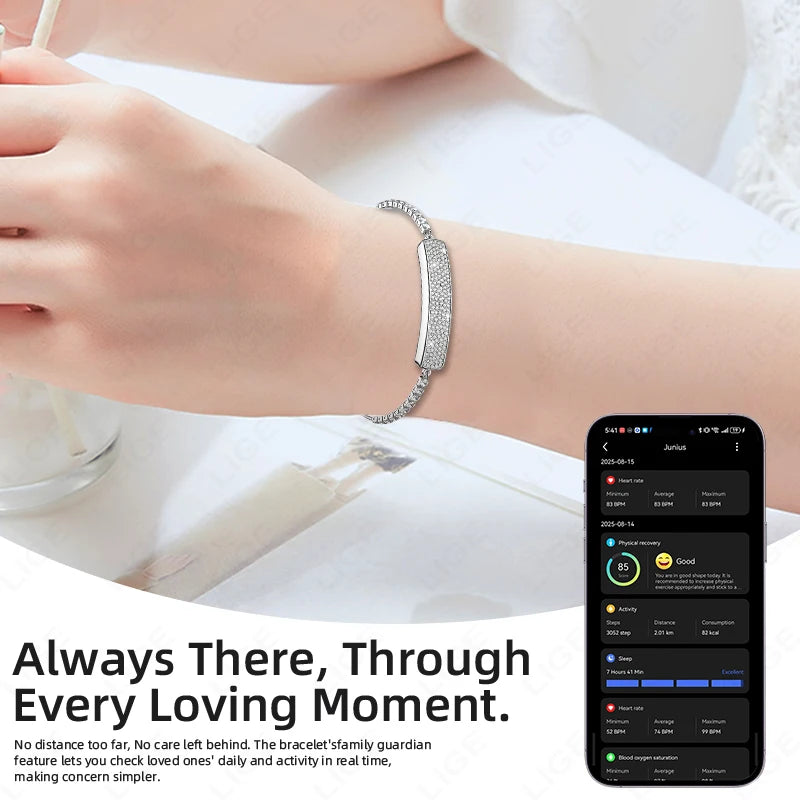 LIGE New Lady Smart Bracelet Waterproof Heart Rate Sleep Monitor Wristband Real-time Health Smartband Smartwatch For Android IOS