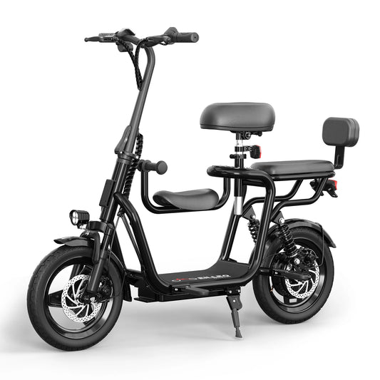 Spacewalk 36V Electric Scooter with 3 Seats for Adults Power by 500W Motor Peak, E Bike with 14" Tire and 20 Miles Range&17.4Mph
