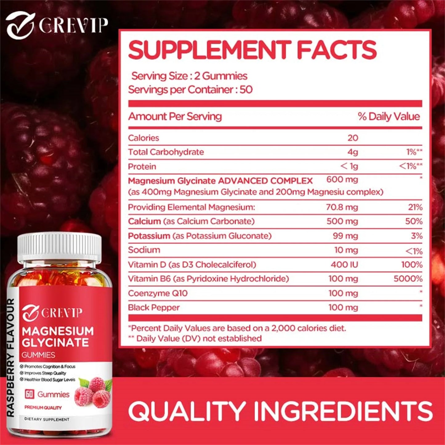 Magnesium Glycinate Gummies - Reduce Stress, Promote Sleep, Support Joint, Bone, Muscle Health, Enhance Memory - 60 Gummies