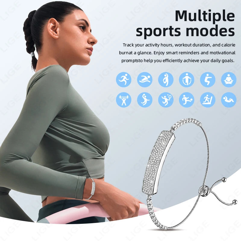 LIGE New Lady Smart Bracelet Waterproof Heart Rate Sleep Monitor Wristband Real-time Health Smartband Smartwatch For Android IOS